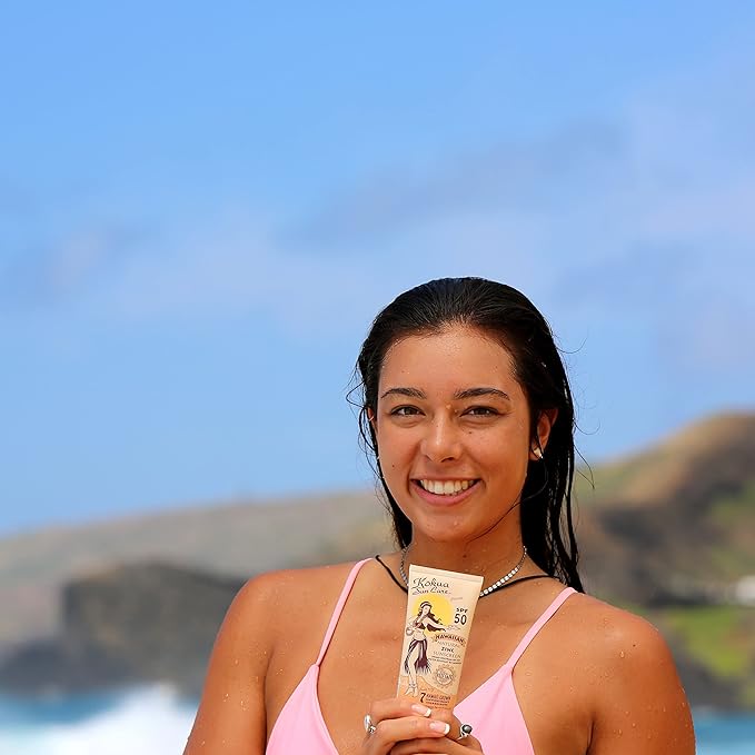 Kokua Sun Care SPF 50/80 Lotion Hawaiian Reef Safe Non Nano Zinc Oxide Sunscreen for Face & Body, Moisturizing Sun Protection Cream, Mineral Water Resistance, Cruelty Free, Natural Vegan Formula-FemmiqueWomen