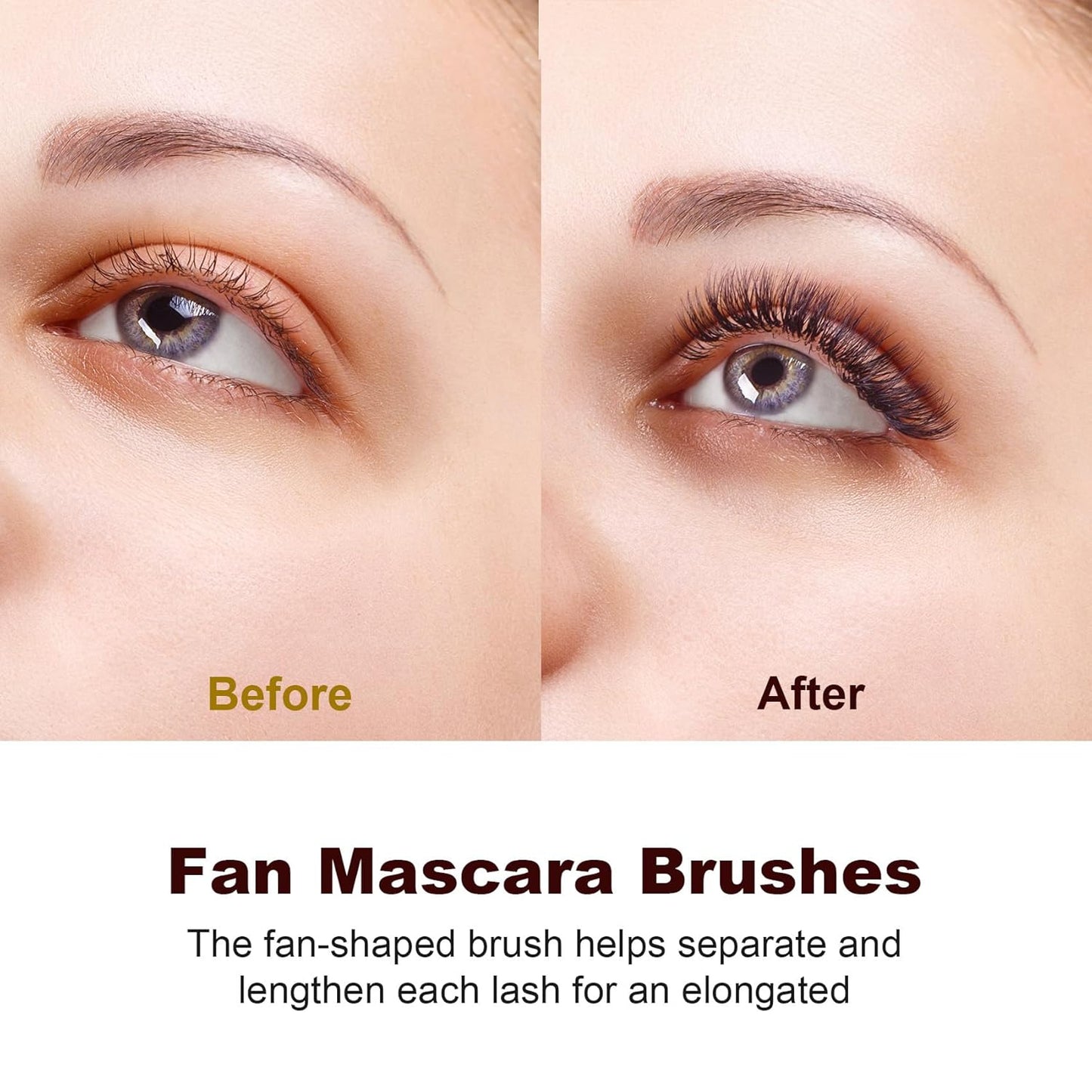 1 Pcs Folding Angle Scalloped Lash Brush, Eyelash Comb Separator, Multifunctional Mascara Fan Brush, Soft Bristles Makeup Tool for Upper Lower Eye Lash (Black)-FemmiqueWomen