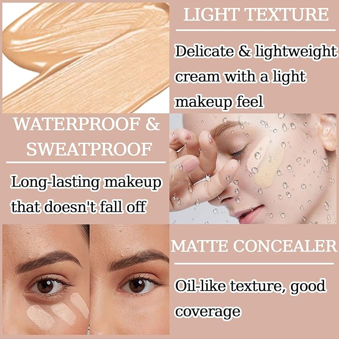 10 Colors Correcting Concealer Palette,Colors Corrector Palette,Moisturizing Full Coverage Liquid Foundation Cream Contour Makeup Palette with Brush-FemmiqueWomen