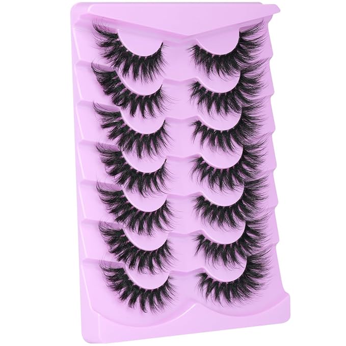 Lashes Clear Band Fox Eye Lashes 3D Volume Faux Mink Eyelashes Wispy False Eyelashes Strips 7 Pairs by Kiromiro-FemmiqueWomen