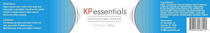 KP Essentials - Keratosis Pilaris Exfoliating Cream - Clear Red Bumps on Thighs and Arms For Confident Clear Skin - 4oz (1 Bottle)-FemmiqueWomen