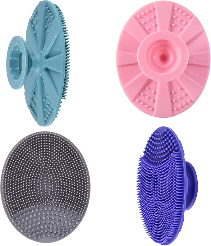 INNERNEED Silicone Face Cleansing Scrubber, Exfoliating Scrub Manual Handheld Facial Brush Blackhead Remover, Food-Grade Soft Bristle (Pack of 4)-FemmiqueWomen