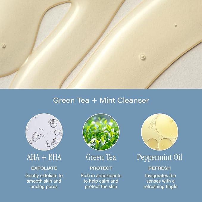 SKINN Day & Night Face Wash for Women & Men - Refreshing Green Tea & Mint Infusion, Nourishing Olive & Enzyme Formula - Complete AM/PM Cleanser Set for Hydrated-FemmiqueWomen