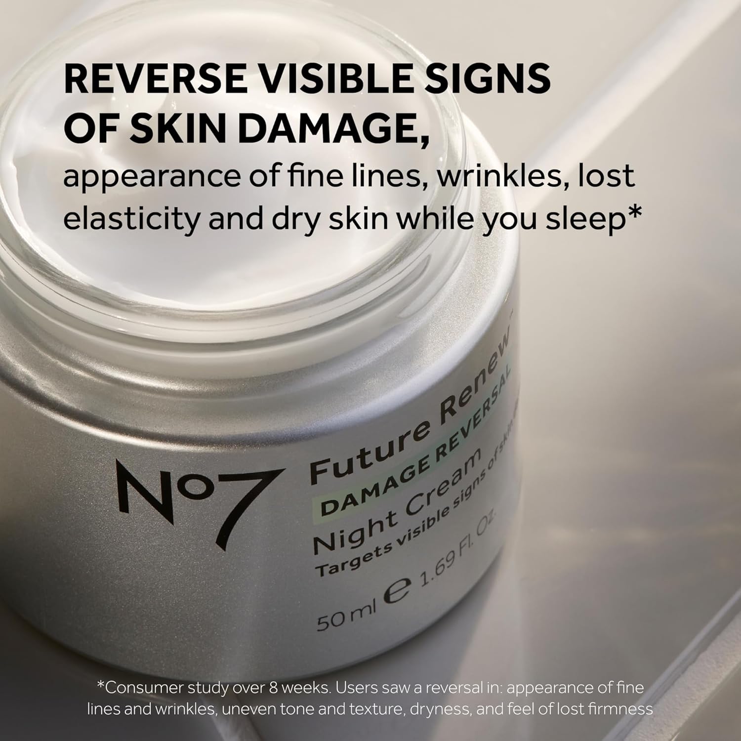 No7 Future Renew Damage Reversal Night Cream - Anti Aging Face Moisturizer - Infused with Peptide Technology to Reverse Visible Signs of Damage - Skin Barrier Repair for Dry Skin (1.69 Oz)-FemmiqueWomen
