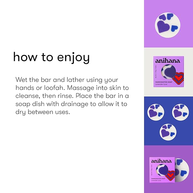 ANIHANA Handcrafted Natural Soap with Coconut Oil, Gentle Cleansing, Paraben Free, Refreshing Lavender Love Scent, 4.23 oz-FemmiqueWomen