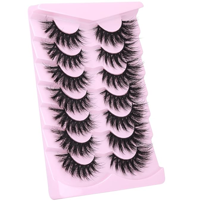 Lashes Flat Faux Mink Eyelashes 20mm Long False Eyelashes Dramatic Cat Eye Eyelashes Wispy 3D Crossed Thick Fox Eyelashes Extensions Strip Lashes Pack by Kiromiro-FemmiqueWomen