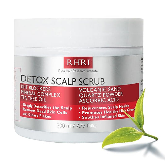 Scalp Scrub with Tea Tree Oil for Hair Growth | DHT Blockers, Volcanic Sand & Mineral Complex | Detoxifies, Exfoliates & Removes Flakes | Clears Build-Up for a Healthy Scalp | 7.77 fl oz-FemmiqueWomen