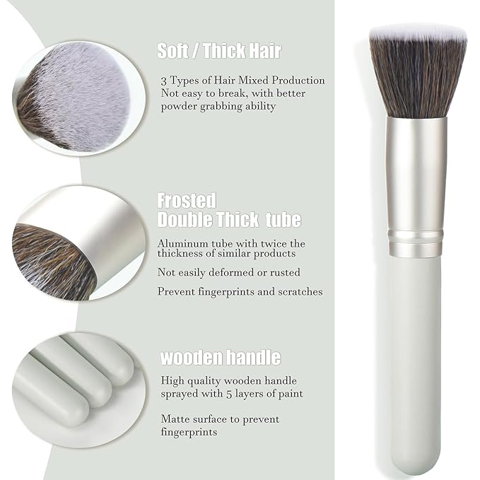 10 Piece Makeup Brushes - Grayish Green Wooden Handle with Soft Synthetic Bristles,for Face & Eye Makeup|Professional Makeup Brushes set for Women & Girls|-FemmiqueWomen