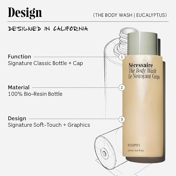 Nécessaire The Body Wash Eucalyptus - Natural Body Wash for Women & Men, Replenishing Shower Gel with Niacinamide, Vitamin C/E + Omega 6/9. Oil-In-Gel Cleanse, 8.4 fl oz.-FemmiqueWomen
