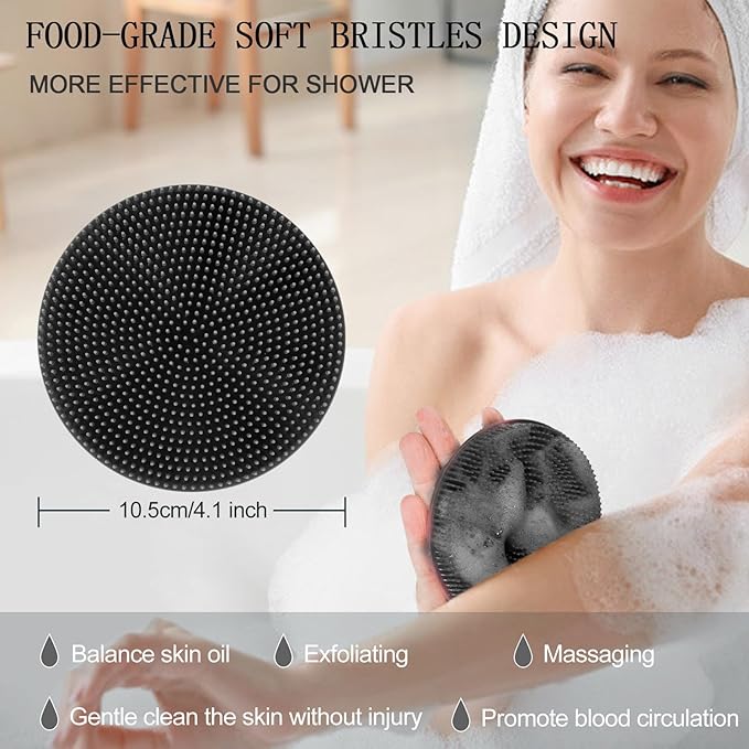Long Handle Back Scrubber Silicone Body Scrubber Nice Foaming Shower Brushing Exfoliating and Massaging
