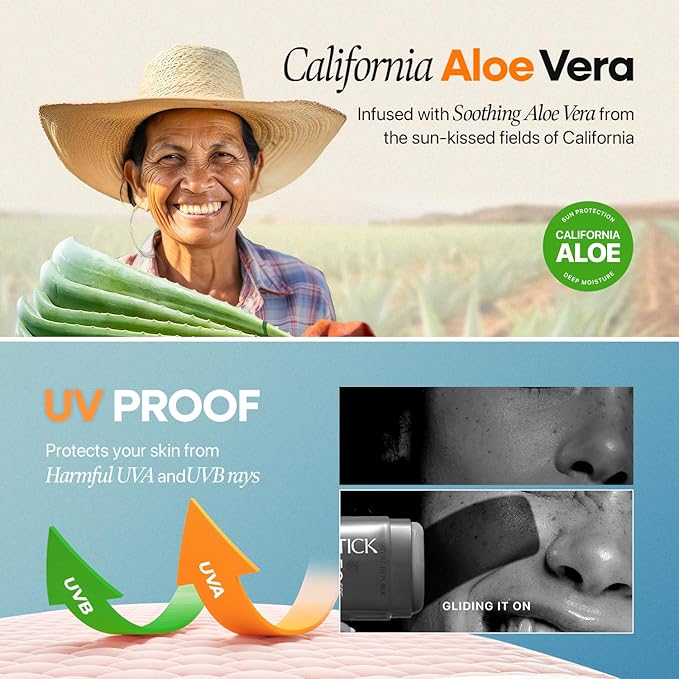 Nature Republic California Aloe Fresh Powdery Sun Stick Broad Spectrum SPF50+ | Korean Sunscreen Travel Size Suncare Sunblock, No Whitecast, non-sticky, Water resistant-FemmiqueWomen