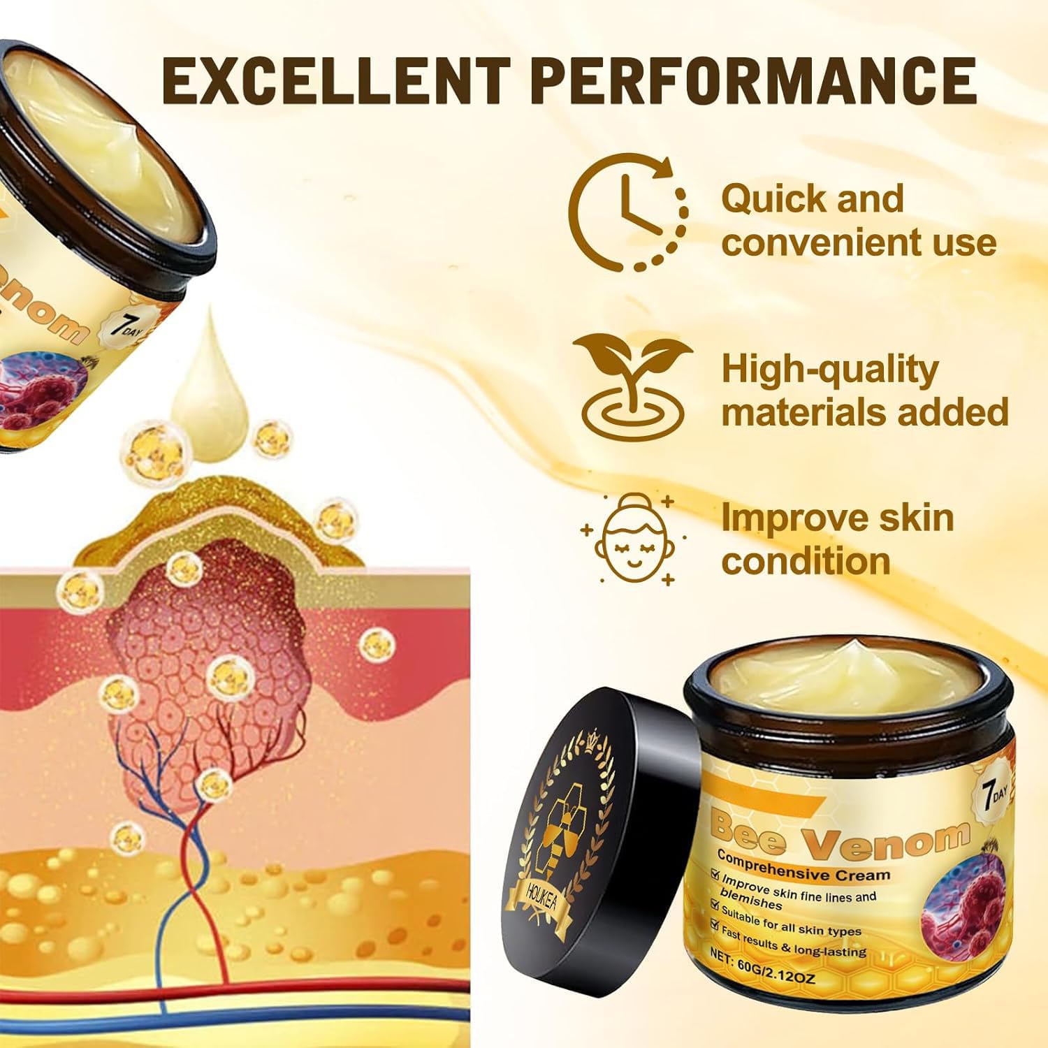 Bee Venom Comprehensive Cream, 2025 New Bee Venom Skin Treatment Cream, Firms and rejuvenates the skin, Natural Serum Suitable for All Skin Types (3)-FemmiqueWomen