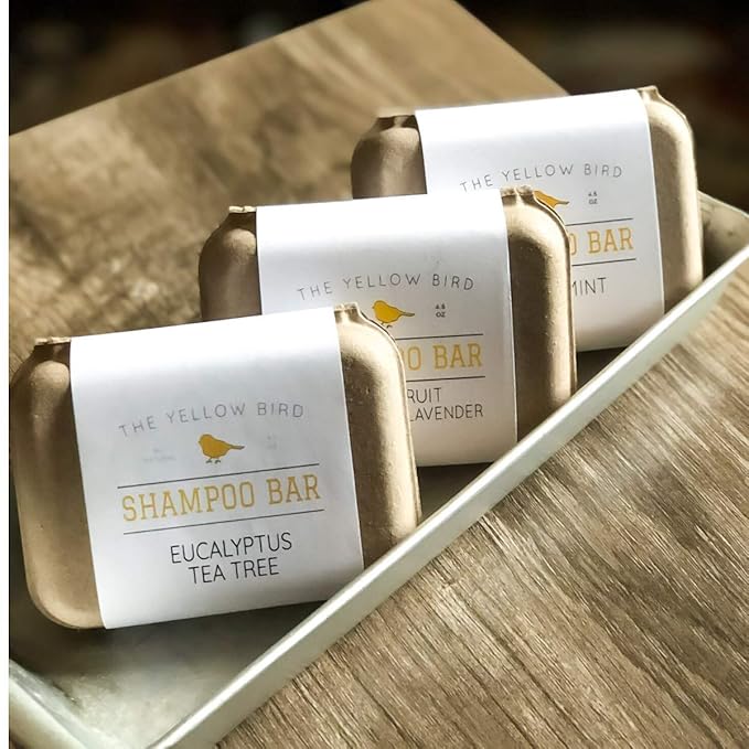 The Yellow Bird Eucalyptus Tea Tree Shampoo Bar. All Natural & Organic Ingredients. Sulfate Free, Detergent Free, Color Safe, and Silicone Free. Vegan, Plastic Free, Zero Waste Shampoo Soap-FemmiqueWomen