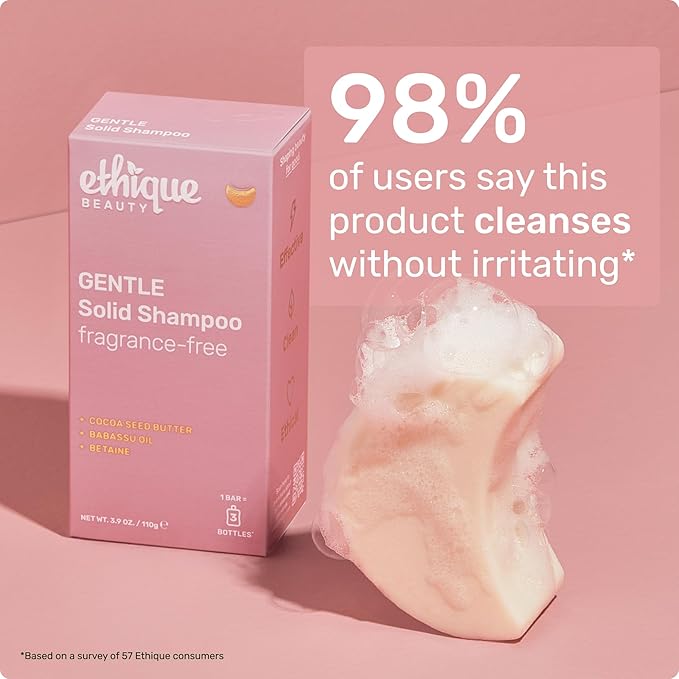 Ethique Gentle Unscented Shampoo Bar with Cocoa Butter - Plastic-Free, Cruelty-Free, Vegan, 3.88 oz - Formerly Bar Minimum-FemmiqueWomen