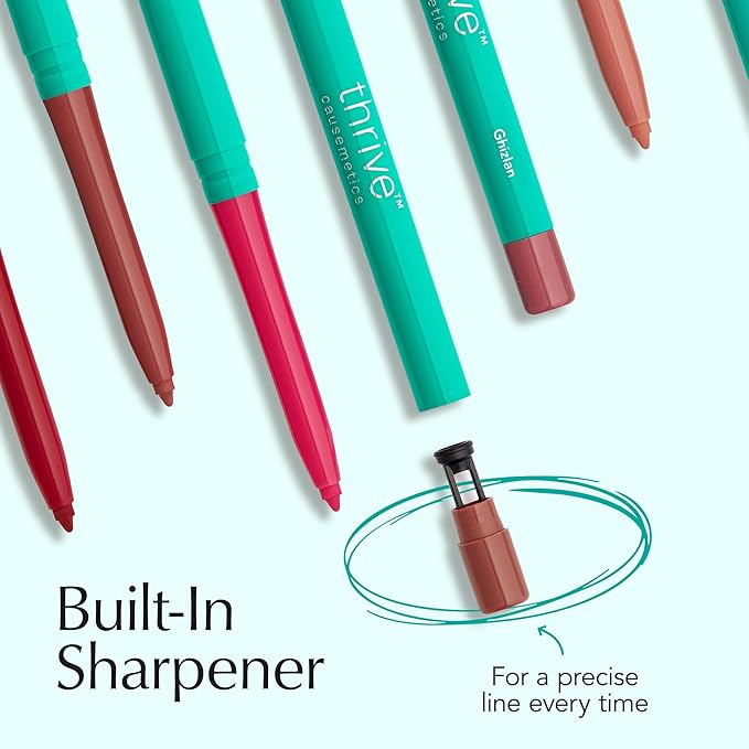 Thrive Causemetics Lip Filler Long-Wearing + Plumping Lip Liner, Shea Butter Hydrating Lip Plumper Retractable Lip Liner Pencil, Built In Sharpener, Vegan & Cruelty Free, Jo (Pink Mauve)-FemmiqueWomen