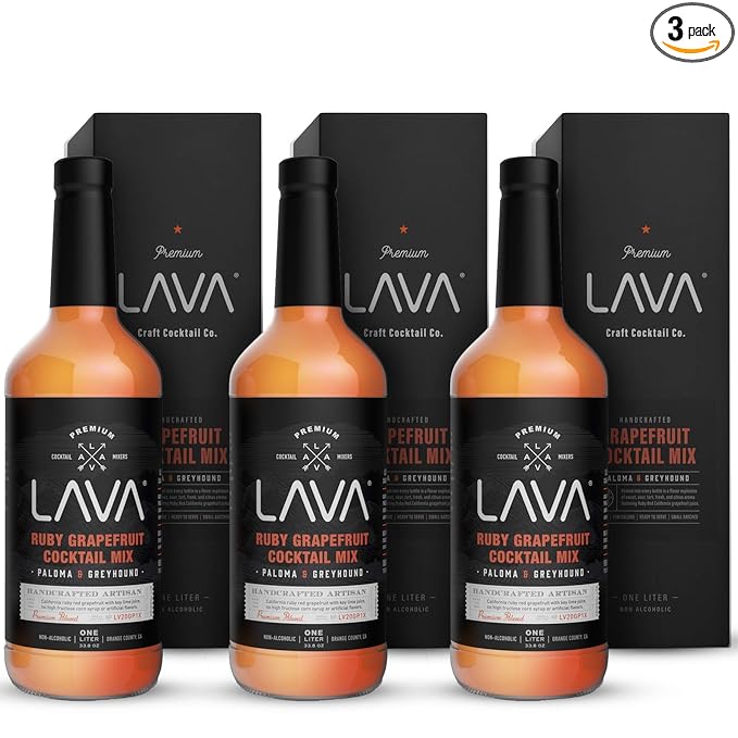 (3 Pack) LAVA Premium Skinny Paloma Mix Craft Cocktail Mixer, Ruby Red Grapefruit Juice, Key Lime Juice, Low Calorie, Ready to Use, No Artificial Sweeteners, Greyhound, Margarita-FemmiqueWomen