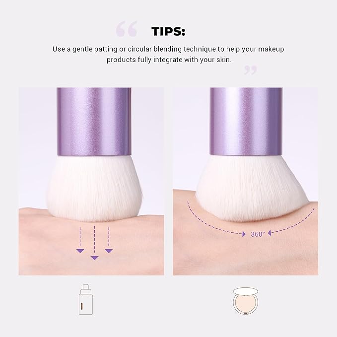 Jessup Professional Foundation Brush for Liquid, Cream and Powder, Large Dense Face Makeup Brush for Natural Flawless Finish, Luxury Purple AS004-FemmiqueWomen