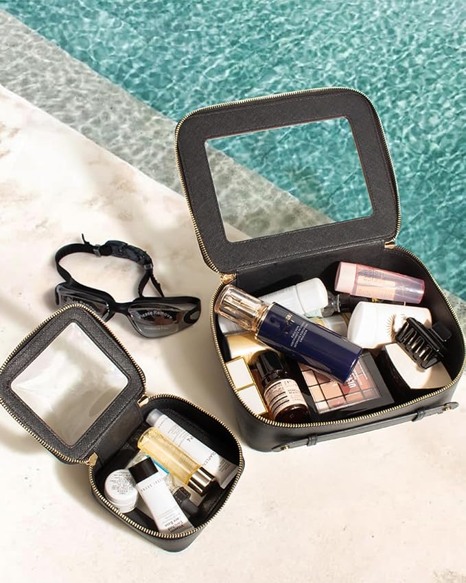 Clear Makeup Bag Small, TSA Approved Portable Toiletry Bag with Zipper Cosmetic Travel Bag Makeup Organizer Case Mini Makeup Pouch for Purse Car Organizer Bag for Women Men-FemmiqueWomen