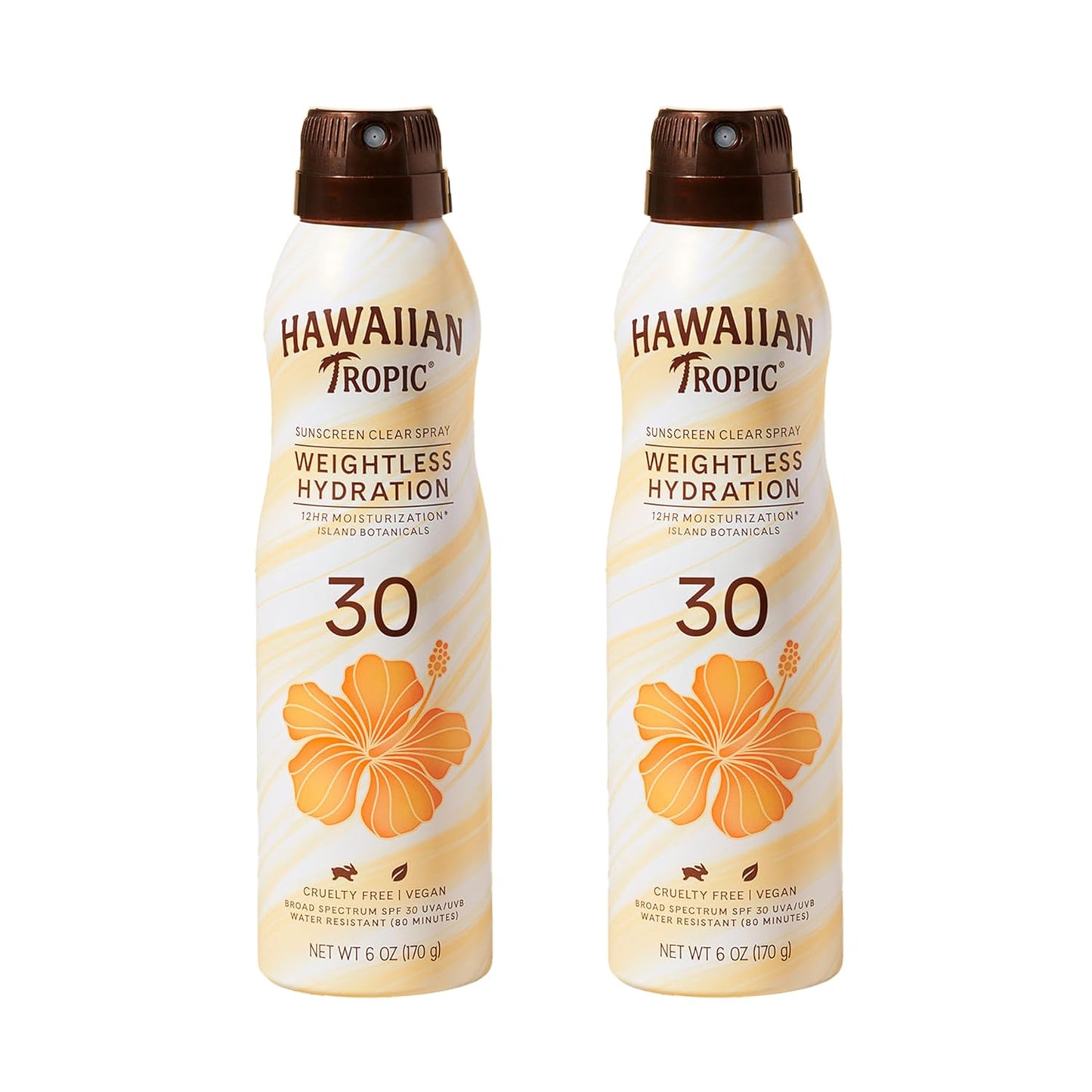 Hawaiian Tropic Weightless Hydration Clear Spray Sunscreen SPF 30, 6oz | SPF 30 Sunscreen Spray, Sunblock, Oxybenzone-Free, 6oz each Twin Pack-FemmiqueWomen