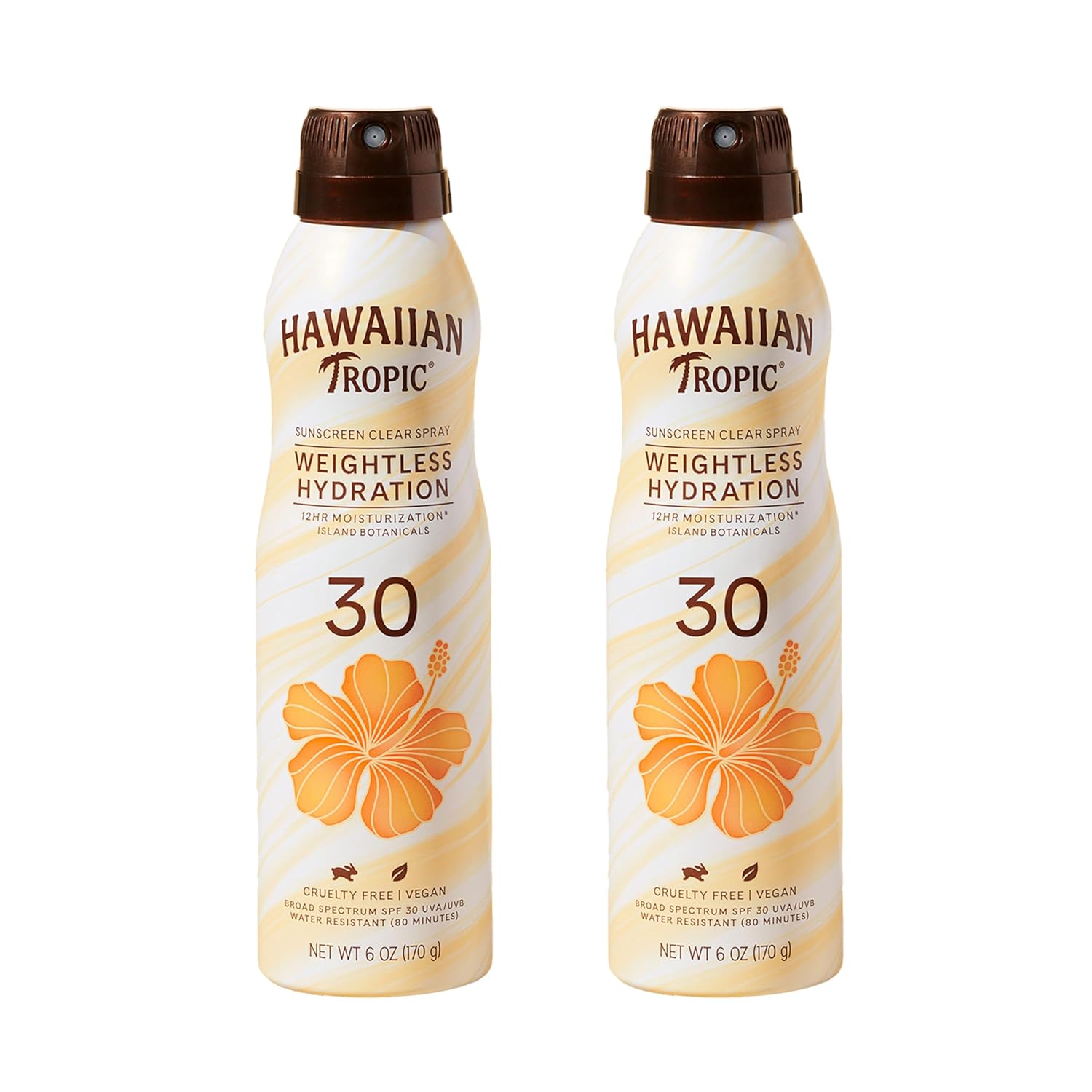 Hawaiian Tropic Weightless Hydration Clear Spray Sunscreen SPF 30, 6oz | SPF 30 Sunscreen Spray, Sunblock, Oxybenzone-Free, 6oz each Twin Pack-FemmiqueWomen