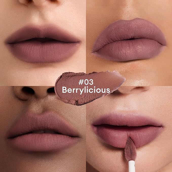 ITY Velvet Matte Finish Lip Stain-Mousse Textured Lip Clay, Conceals Lip Lines, Rich Pigment Lip Tint Lipsticks,2 Pack, 0.14 oz (4g) in Petal, Berrylicious-FemmiqueWomen