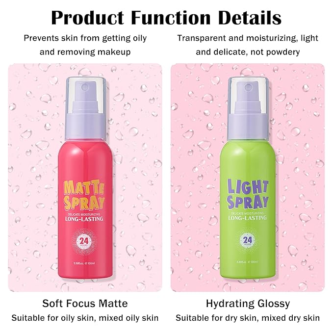 2PCS Makeup Setting Spray for Face,Waterproof Setting Spray for Makeup,Long Lasting Oil Control Finishing Holding Face Mist,Refreshing Hydrating Glossy and Matte Fixing Facial Mist Make Up Set A2-FemmiqueWomen