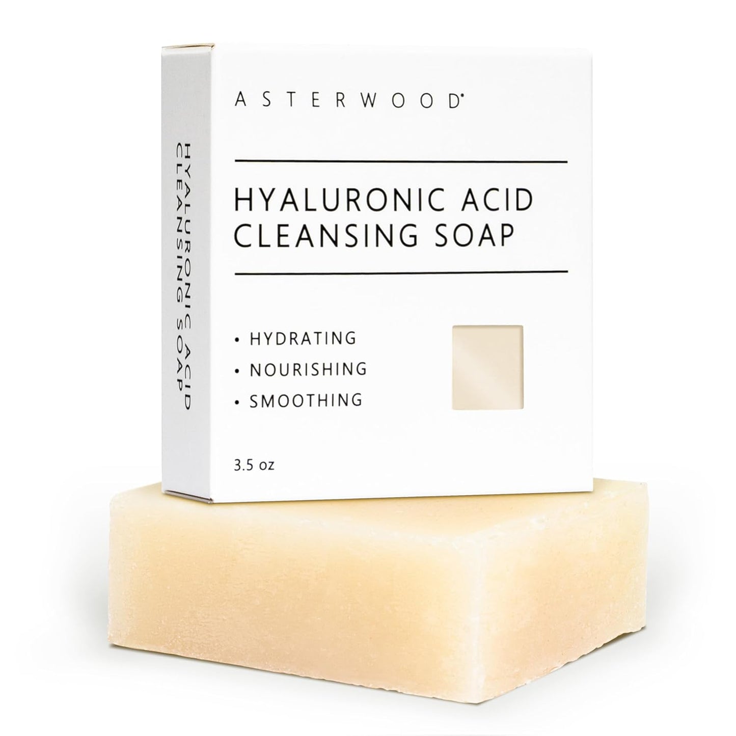 Asterwood Hyaluronic Acid Cleansing Face Soap - Collagen Boosting, Hydrating, Plumping, Soothing - Fragrance-Free - Suitable for Sensitive Skin - 3.5 Oz-FemmiqueWomen