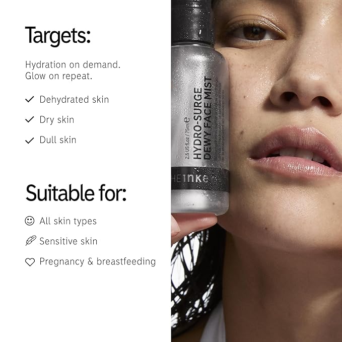 The INKEY List Hydro-Surge Dewy Face Mist 2.6 fl oz, Hydration Boosting Spray, Fragrance-Free & Alcohol-Free, Gentle Formula for Sensitive Skin, On-The-Go Application, Vegan Friendly-FemmiqueWomen