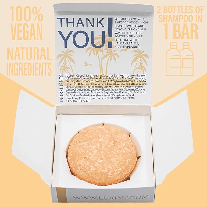 Citrus Splash Shampoo Bars for all Hair Types is Vegan, Sulfate Free and Made in the USA. This beach shampoo bar has a swim detangler and is great as a travel shampoo. Get up to 60 washes.-FemmiqueWomen