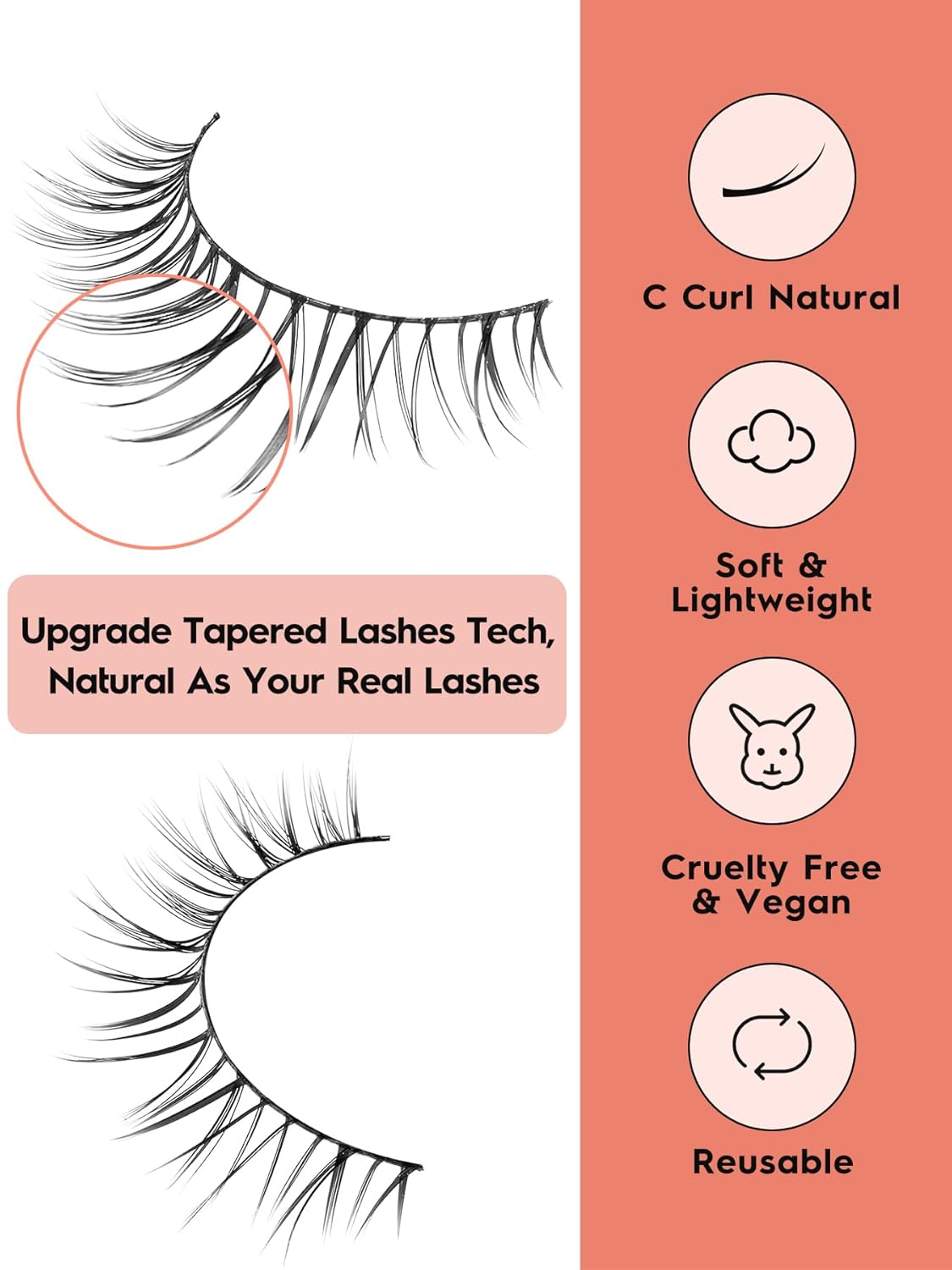 Natural Lashes Eyelashes 10mm Short Mink Lashes Wispy Eyelashes Thinner Band 3D Volume Cat Eye Lashes C Curl False Lashes 7 Pair by Siligli-FemmiqueWomen