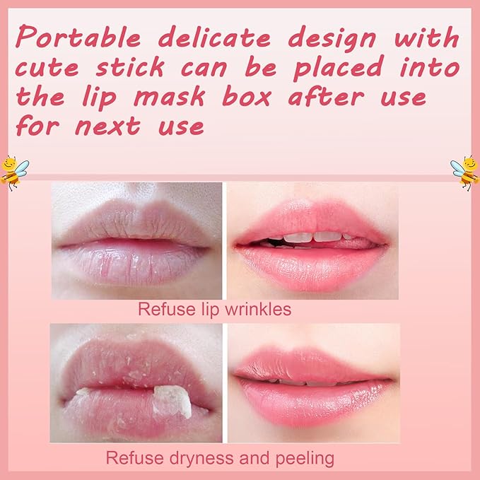 1 PCS Bee Lip Balm Honey Pot, Exfoliating Apple Bee Lip Balm Sleeping Lip Mask Overnight with Sticks, Honey Pot Lip Balm Prevention Dry Hydrating and Crack Lip Scrubs-FemmiqueWomen
