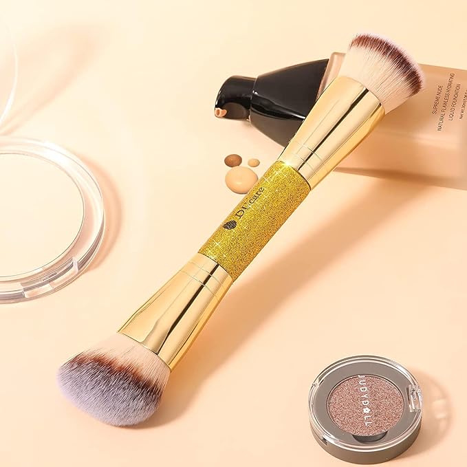 DUcare Foundation Brush Contour Bronzer Makeup Brush Double Ended Self Tanner Brush Sculpting Brush for Blending Liquid Powder Concealer Cream Cosmetics Blush Buffe-FemmiqueWomen