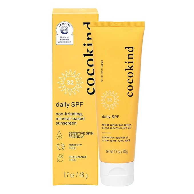 Cocokind Daily SPF, Mineral Face Sunscreen with Zinc Oxide, SPF 32, Reef Safe, Unscented, All Skin Types, Non-Toxic, Cruelty Free, 1.7 fl oz-FemmiqueWomen