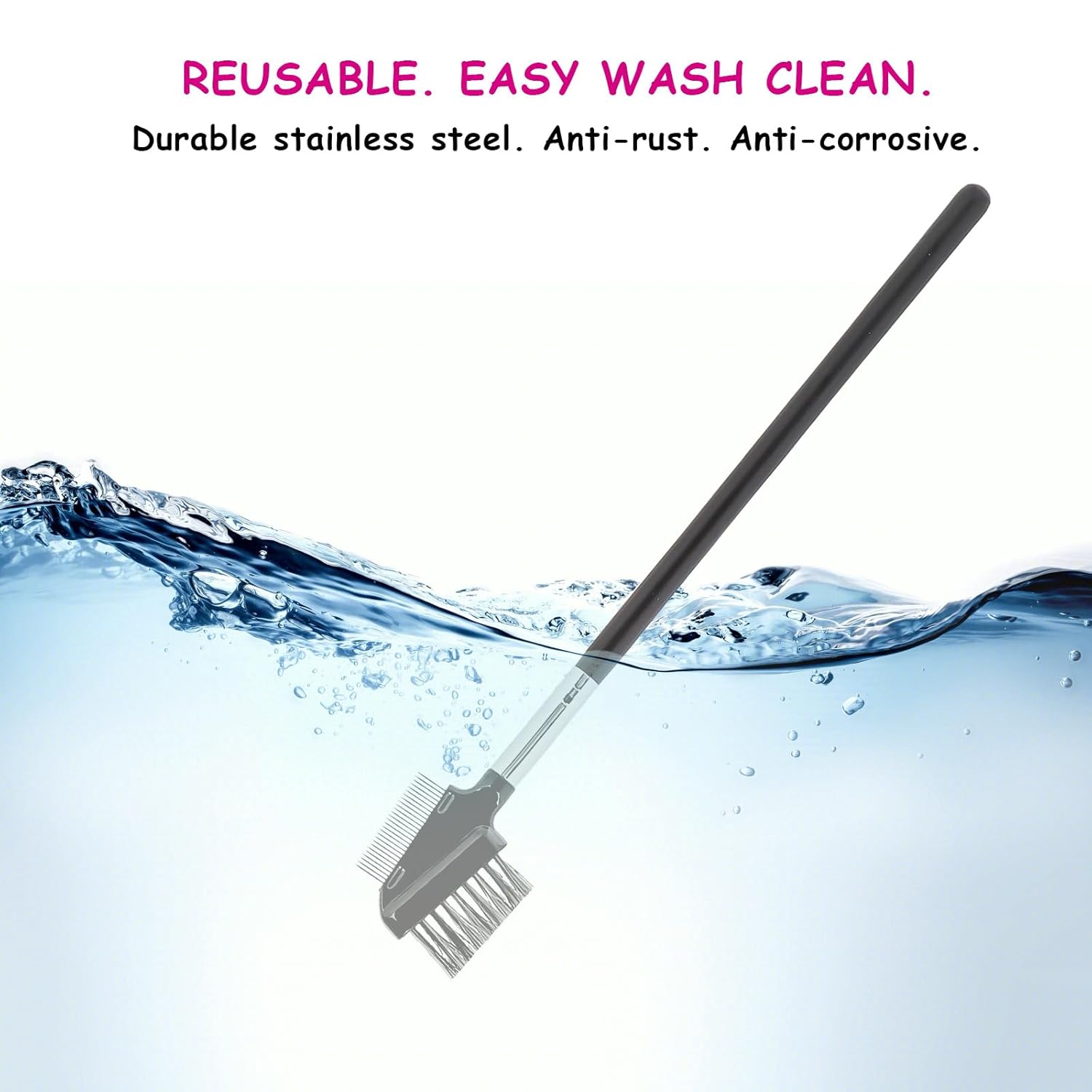 1 Pcs Eyebrow Brush, Metal Eyelash Comb, Resuable Dual Eyebrow Comb, Eye Brow Makeup Brush Eye Lash Comb for Eyelashes Extension (Bristles)-FemmiqueWomen