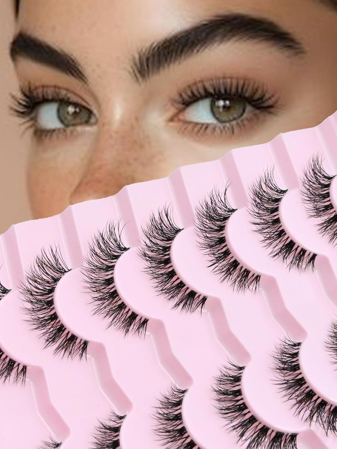 Eyelahses Wispy Lashes Cat Eye 10MM Short Lashes C Curl Soft Lash Strips Siligli-FemmiqueWomen