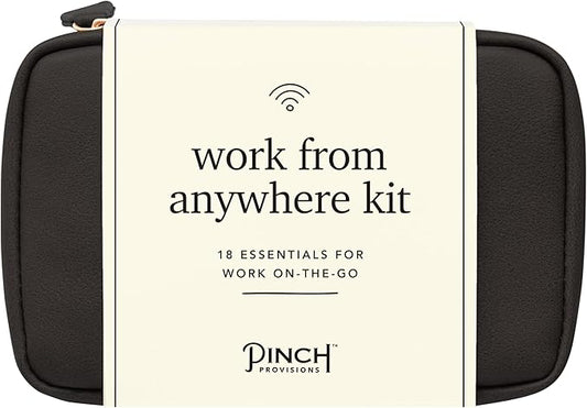 Pinch Provisions Work from Anywhere Kit, Includes 18 Essentials to Help You Stay on Task, Must-Have Essentials, Compact Multi-Functional Vegan Leather Pouch, Black-FemmiqueWomen