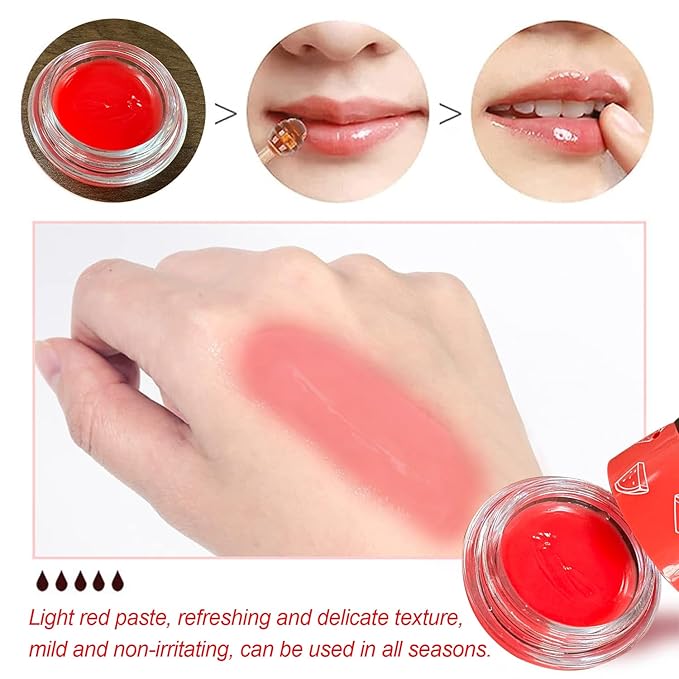 1 PCS Bee Lip Balm Honey Pot, Moisturizing Watermelon Sleeping Lip Balm Lip Mask Overnight, Hydrate Lip Repair Prevent Dry and Cracked Lip Care, Nourishes the Lip Skin, Reduces Lip Lines-FemmiqueWomen