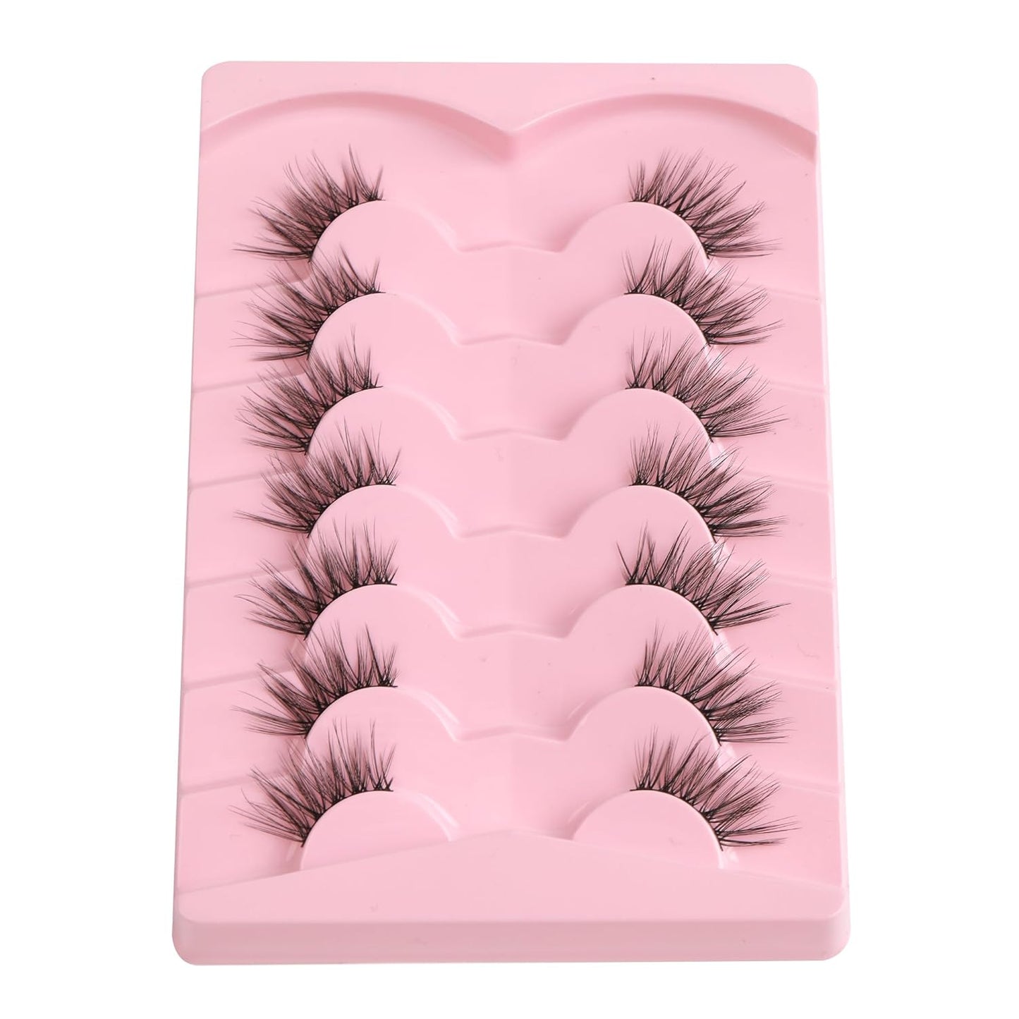 Half Lashes Cat Eye False Eyelashes Natural Look 14MM Natural Corner Lashes Wispy Half Eyelashes 3/4 Lash with Thin Cotton Band C Curl Soft Eyelash Siligli 7 Pair-FemmiqueWomen