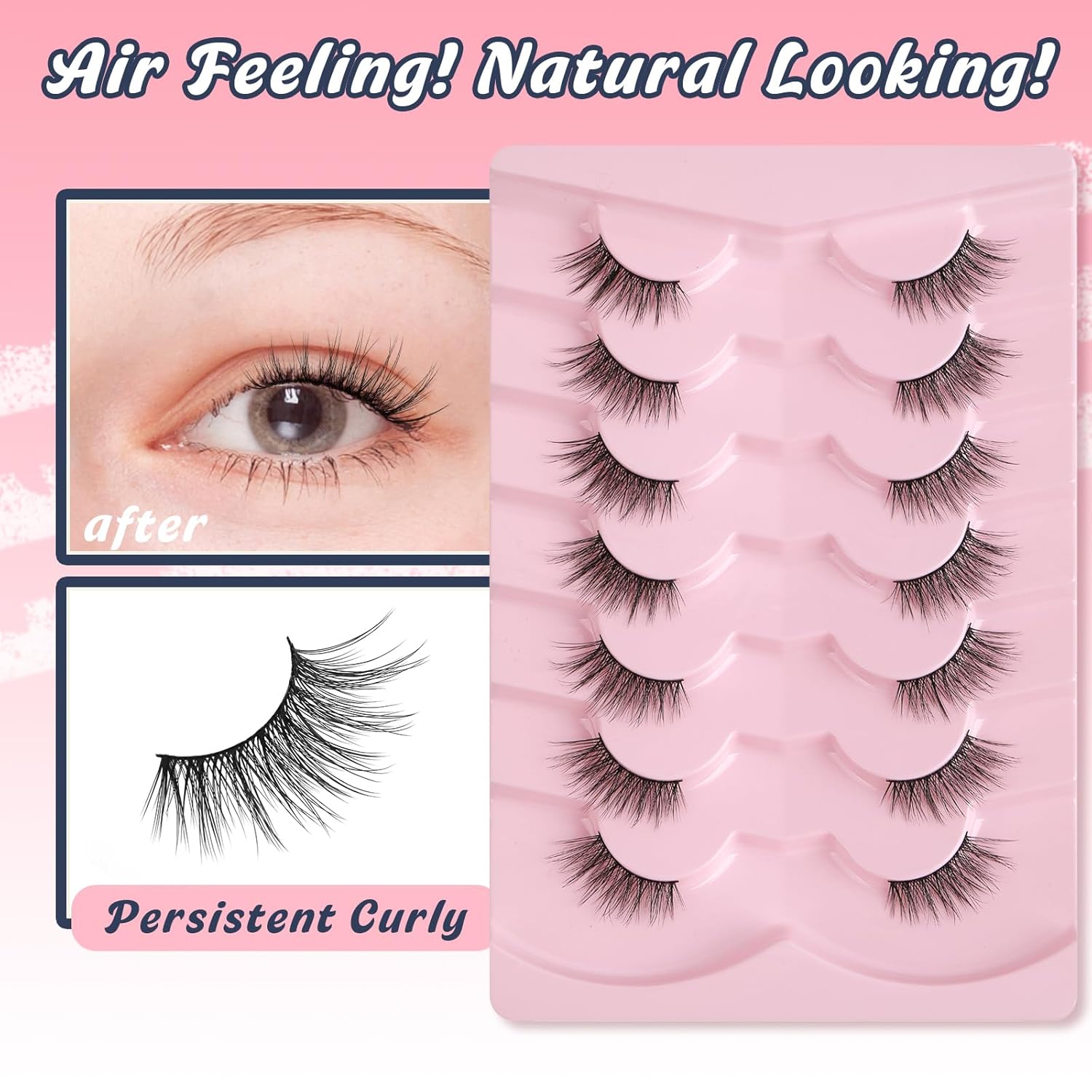 Half Lashes Cat Eye 14MM Corner Lashes False Eyelashes Natural Look C Curl Wispy Half Eyelashes 3/4 Lashes with Thin Cotton Band Soft Eyelash Pack Siligli 7 Pair-FemmiqueWomen