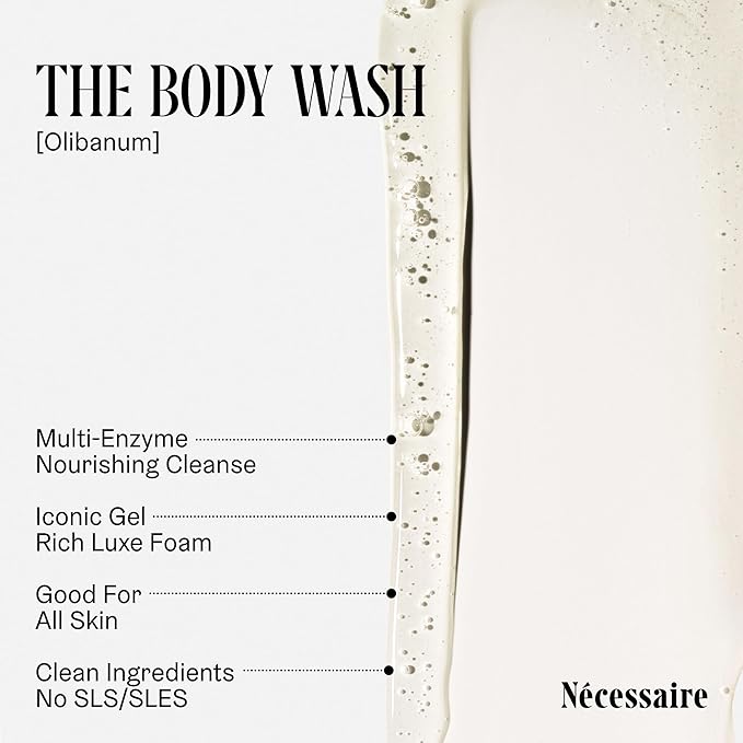 Nécessaire The Body Wash Olibanum. Natural Body Wash for Women + Men. Radiance Cleanse. Multi-Enzyme Gel Cleanser for Dull Skin. Notes of Vanilla, Fig Leaf, and Cassis Buds. 8.4 Fl Oz.-FemmiqueWomen