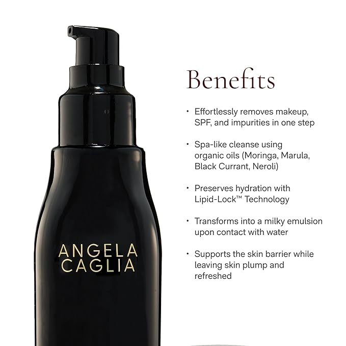 Angela Caglia Neroli Cleansing Oil - Makeup Remover & Face Cleanser with Lipid-Lock Technology - Organic Moringa, Marula, Black Currant & Neroli Oils - Soothing Hydration & Barrier Support-FemmiqueWomen