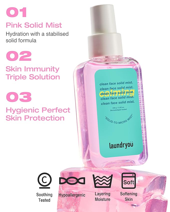 Clean Face Solid Mist - Calming, Hydrating, and Moisturizing Gel-To-Mist Dermatologist Tested Hypoallergenic Facial Spray for Redness Relief and Soothing Irritated Skin - (3.38 fl. oz.)-FemmiqueWomen