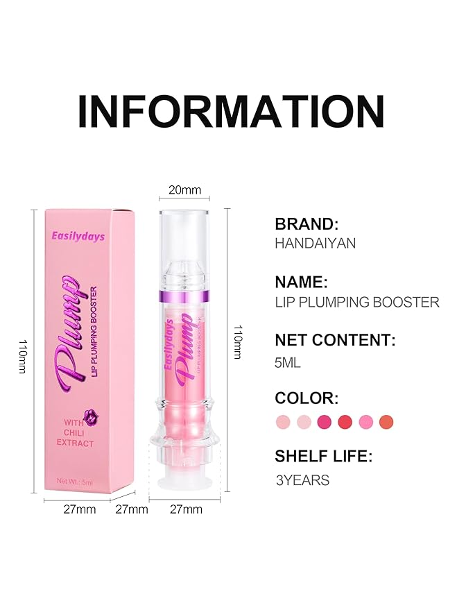3 Colors Lip Plumping Booster, Spicy Lip Plumper Gloss Lip Oil, Ultra-Hydrating & Nourishing Glossy Finish Fuller Natural Lip Gloss, Plump & Pout Lip Plumper for Women Girls, Set #01,02,03-FemmiqueWomen
