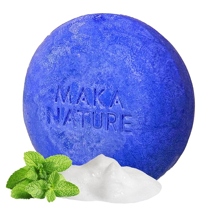 Maka Nature Low-Carbon Shampoo Bar | Korean K-Beauty Haircare with Natural Ingredients for Scalp & Hair Types | Vegan, Eco-Friendly, pH balanced, 3.35oz (Cooling)-FemmiqueWomen