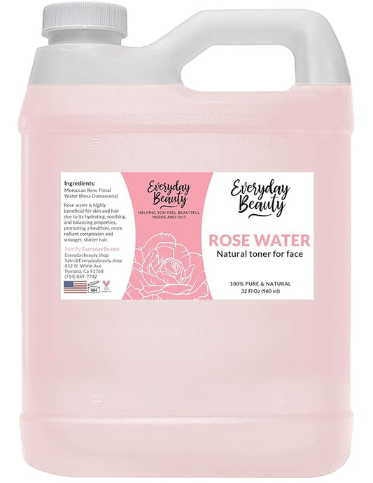 Rose Water Facial Toner - 32oz Bulk Alcohol-Free Vegan All Natural Refreshing for Face and Hair - Uplifts, Calming & Soothing for All Skin Types-FemmiqueWomen