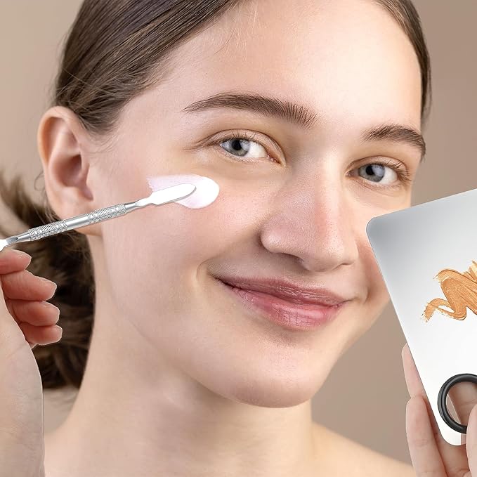 10-in-1 Makeup Spatula and Powder Puff Set with Professional Cosmetic Palette Triangle Puff for Eye Shadow Spatula Facial Cosmetic Makeup Tool for Eyelashe Body-FemmiqueWomen