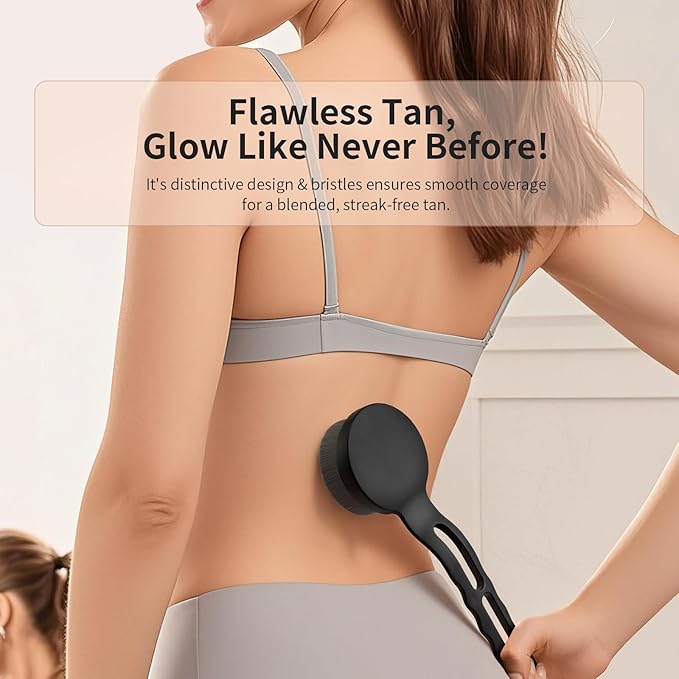 docolor Self Tanner Back Applicator, Plastic Long Handle Back Tanning Applicator Large Body Makeup Brush Vegan & Cruelty Free Self Tanner Brush For Self Tanner, Sunscreen, Bronzer, Foundation-FemmiqueWomen