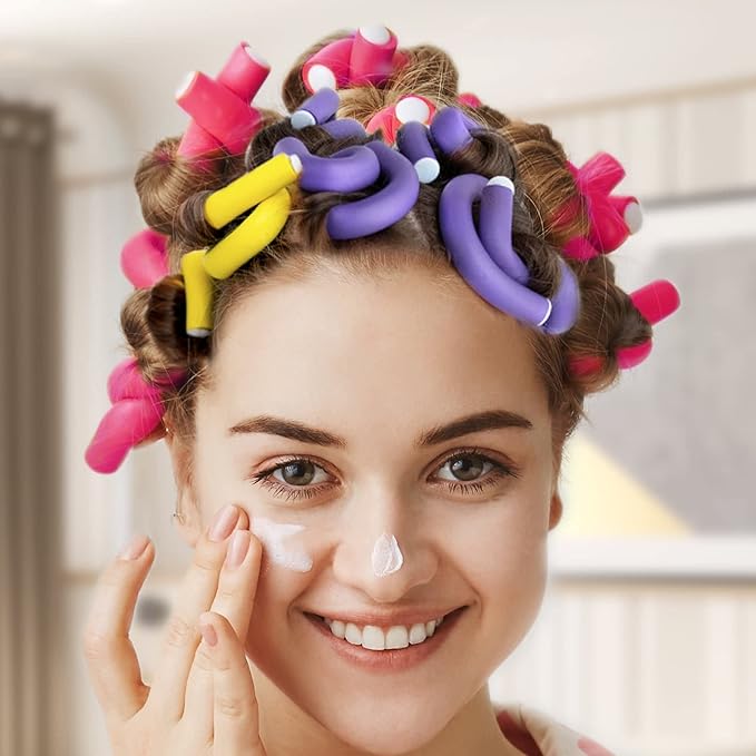 30Pcs 9.45" Flexible Curling Rods No Heat Hair Rollers Curlers with 3 Sizes Foam Curlers Hair Rods for Short and Long Hair-FemmiqueWomen