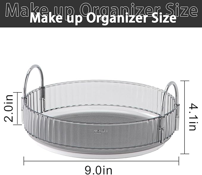 Rotating Makeup Organizer for Vanity, High-Capacity Skincare Clear Make Up Storage Perfume Organizers Cosmetic Dresser Organizer Countertop 360 Spinning (Gray, 1 Tier)-FemmiqueWomen