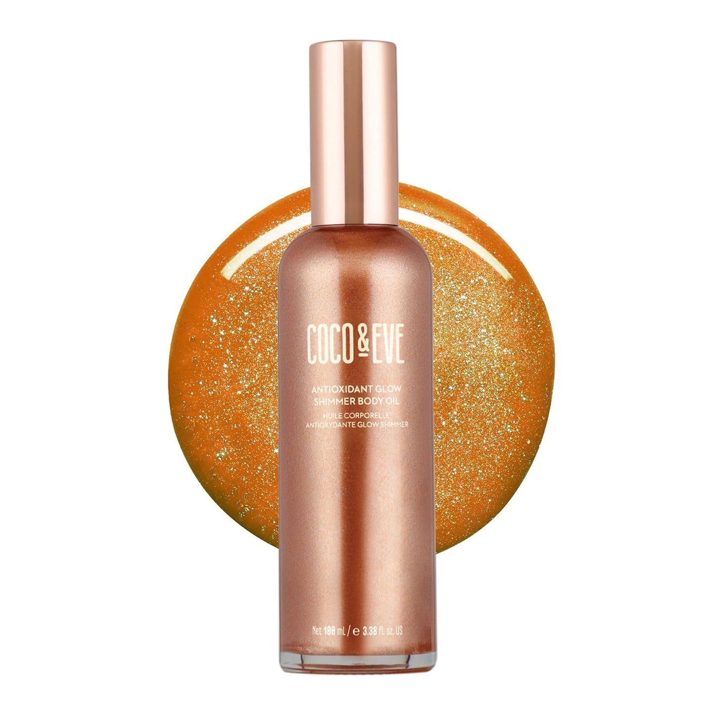 Coco & Eve Antioxidant Glow Shimmer Body Oil - Lightweight Skin Illuminator with Pearlescent Minerals, Natural Glitter, Antioxidants for Shimmering, Moisturizing and Healthy Glow (3.38 Fl Oz)-FemmiqueWomen